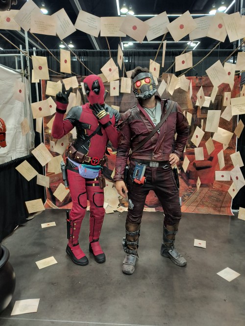 Deadpool and Starlord cosplayers